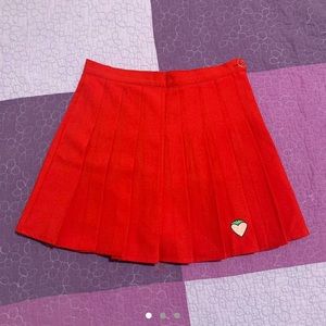 Red Pleated Strawberry Skirt